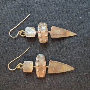 Artisan‑Style Sculptural Earrings – Textured Beads & Geometric Drop